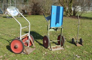 Drie gasfleskarren op een rijtje